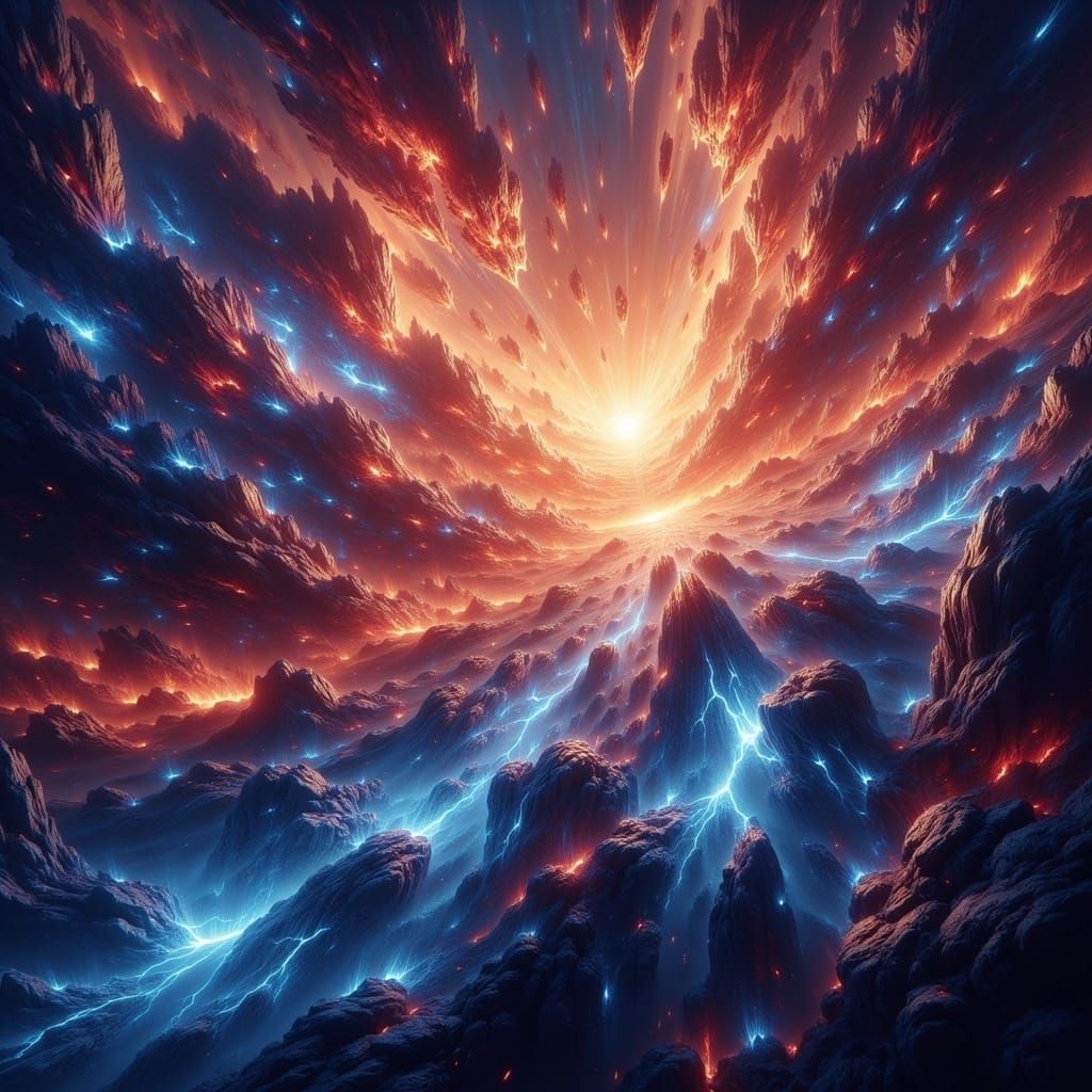 Epic Impressionist Gouache Art of Carbon Nucleosynthesis