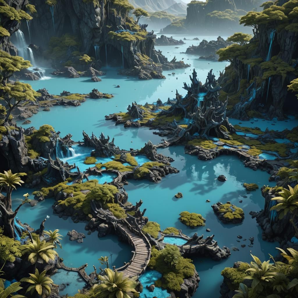 Fantastical Blue Lagoon Concept Art