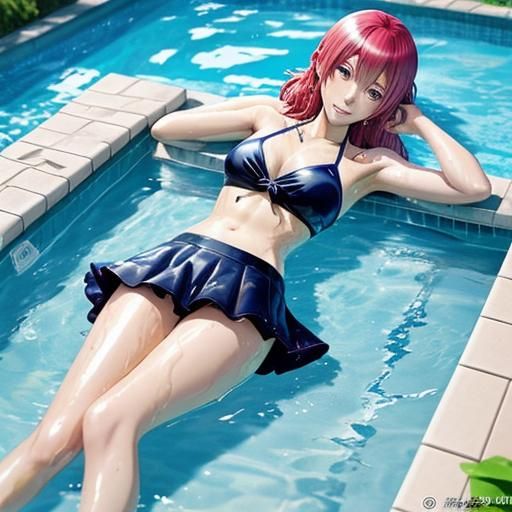 Anime Girl in Wet Bikini, Manga Style