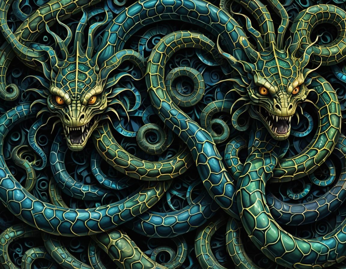 Surreal Snakes with Spider Crowns in Fractal Art