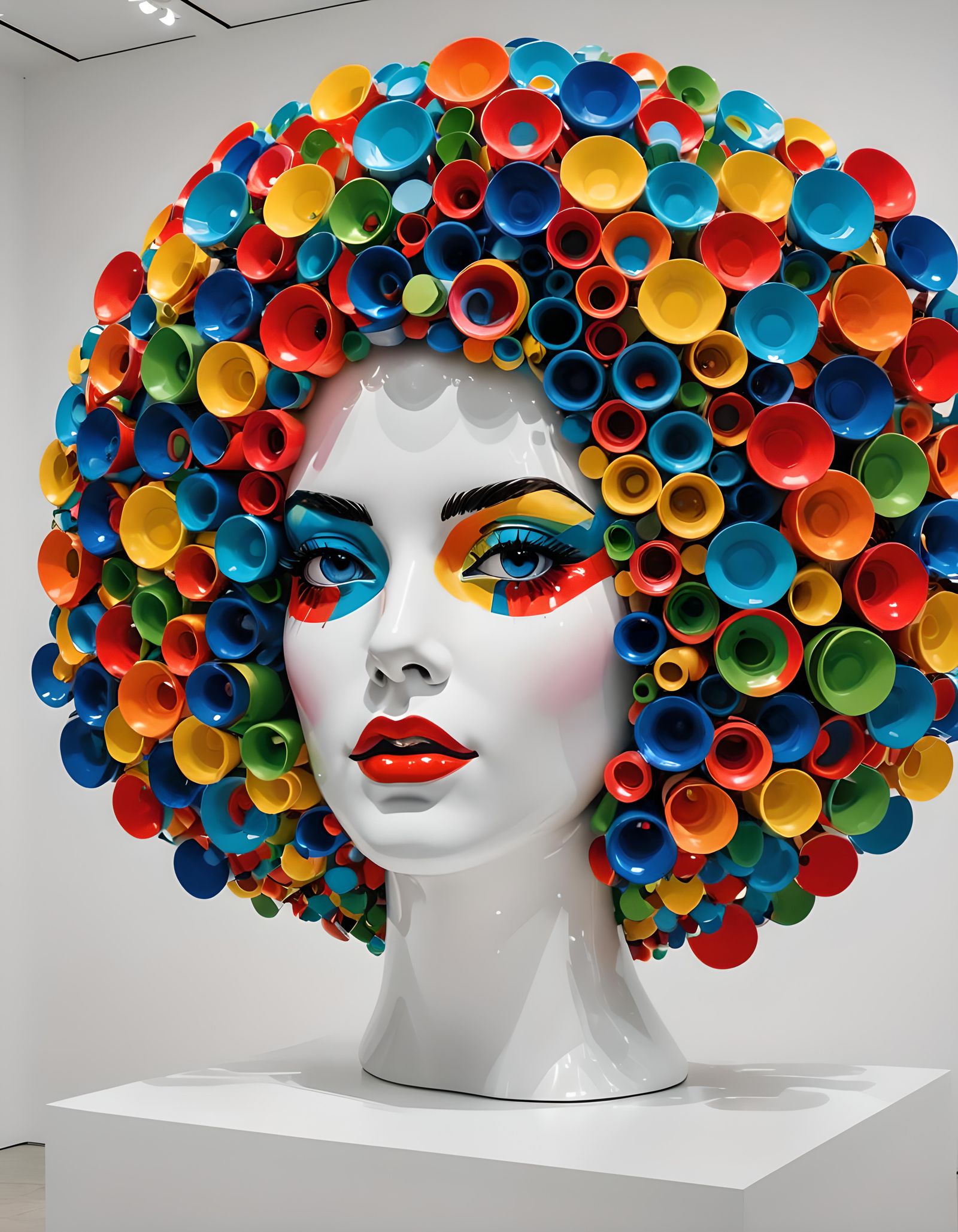 Colorful Pop Art Sculpture in Modern Museum