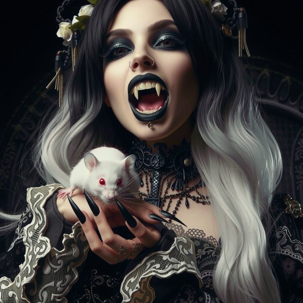 Gothic Vampire Woman in Dark, Moody Atmosphere