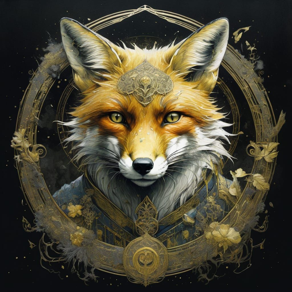 Detailed Fox Illustration in Surreal Style