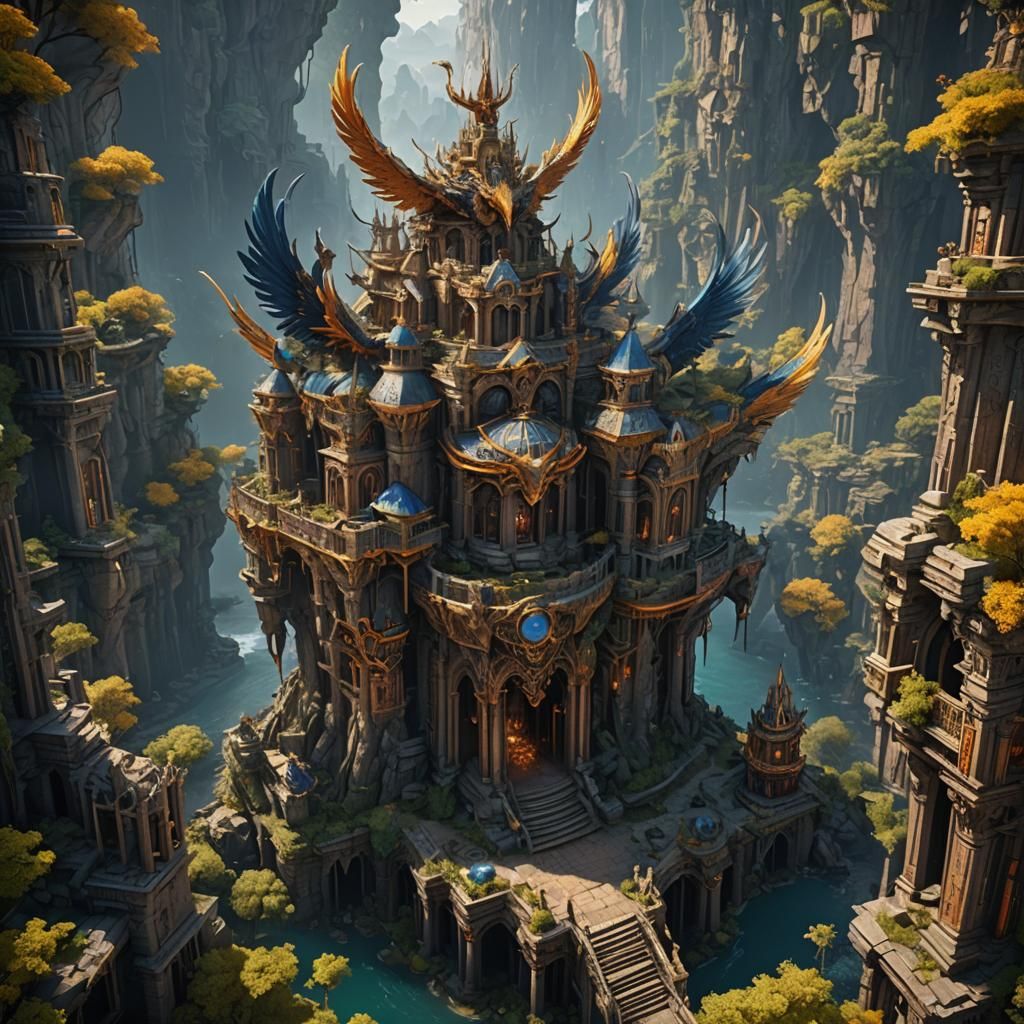 Detailed Phoenix Matte Painting in Deep Color