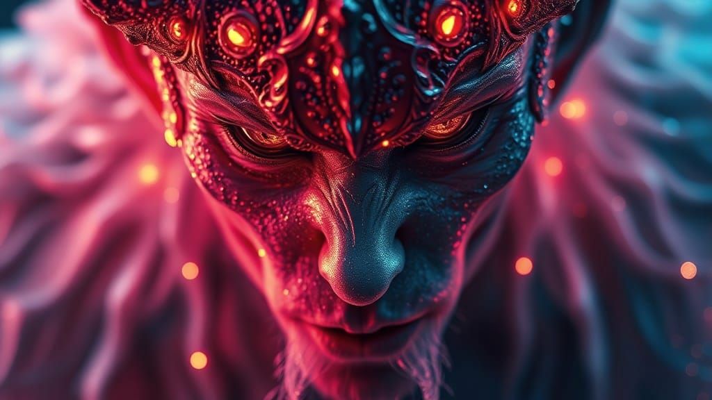 Ferocious Elf Portrait in Hologram Style