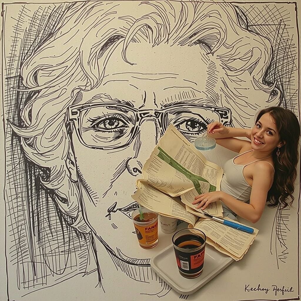 Abstract Sketch as Etched Art