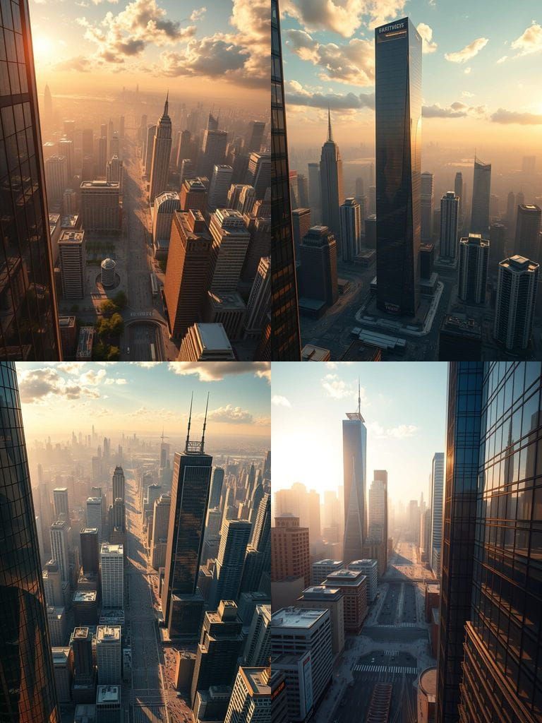 Epic Megacity Sunrise from Skyscraper Height