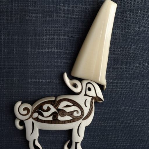 Scrimshaw Llama Family Carving on Whale Tooth