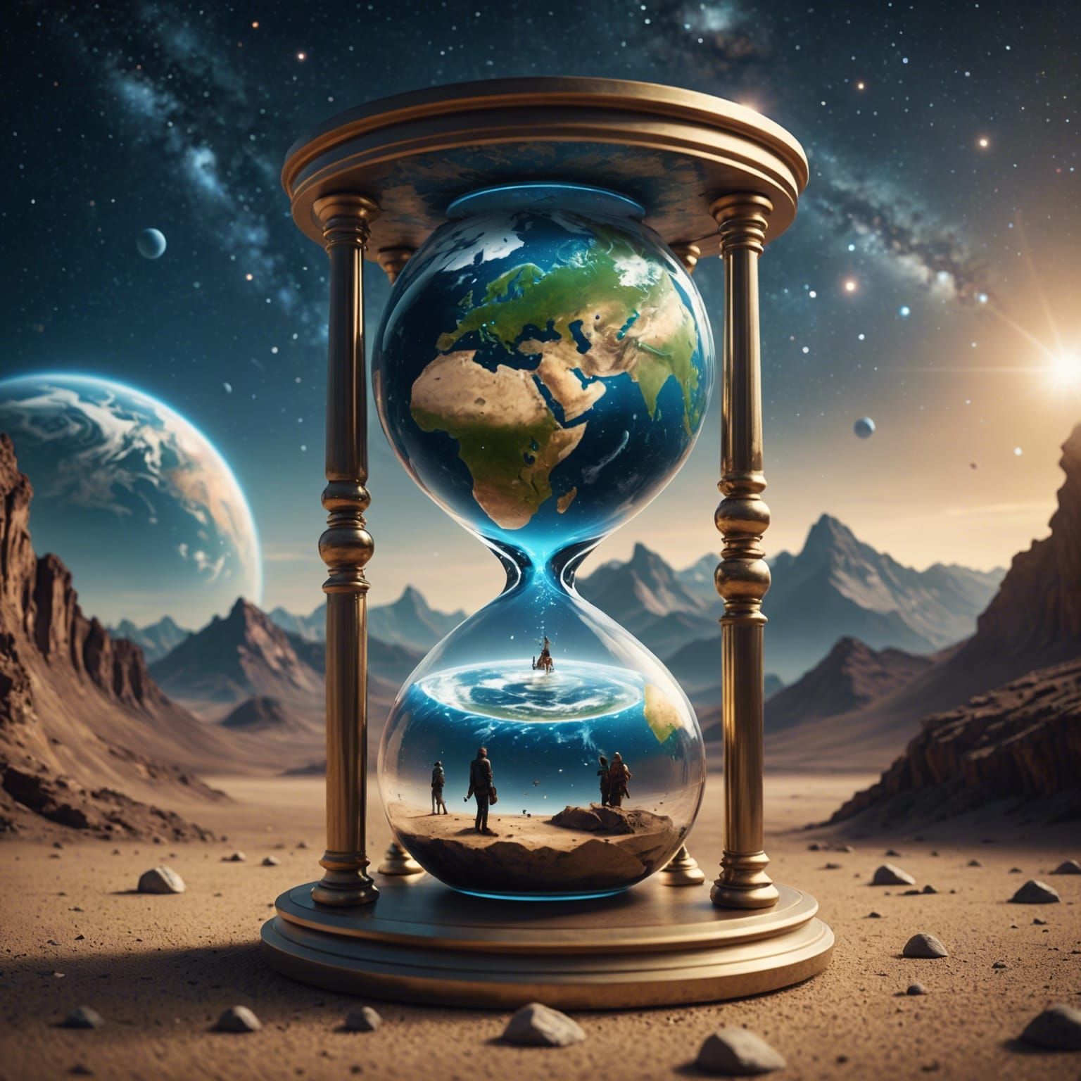 Earth Multiverse Through Hourglass in Multiple Dimensions