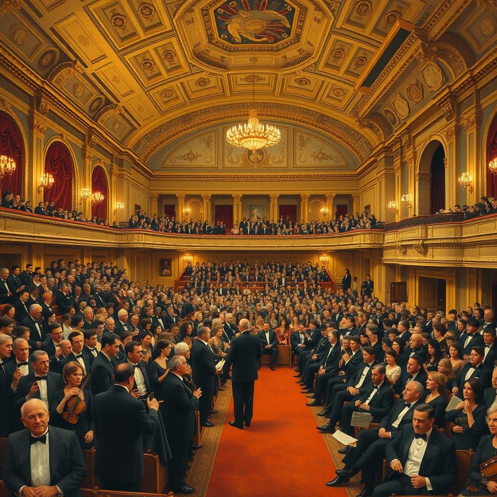 Carnegie Hall Interior in Rockwell-Corot Style