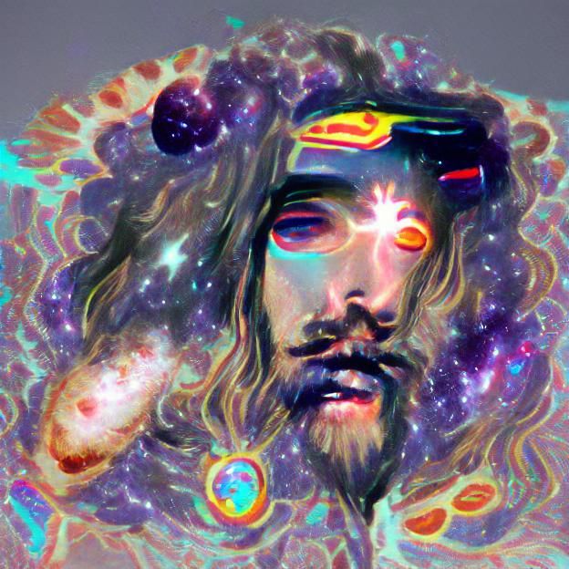 Cosmic Jesus in a Futuristic Style