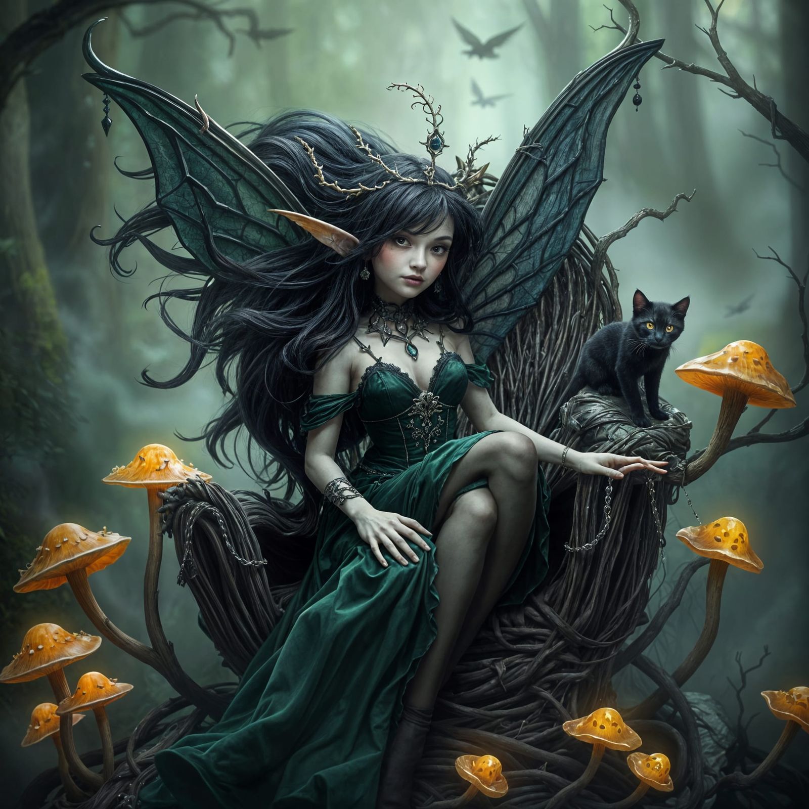 Gothic Pixie Reigns in Enchanted Forest