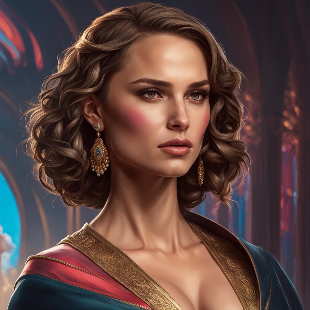 Natalie Portman Portrait in Art Nouveau Style