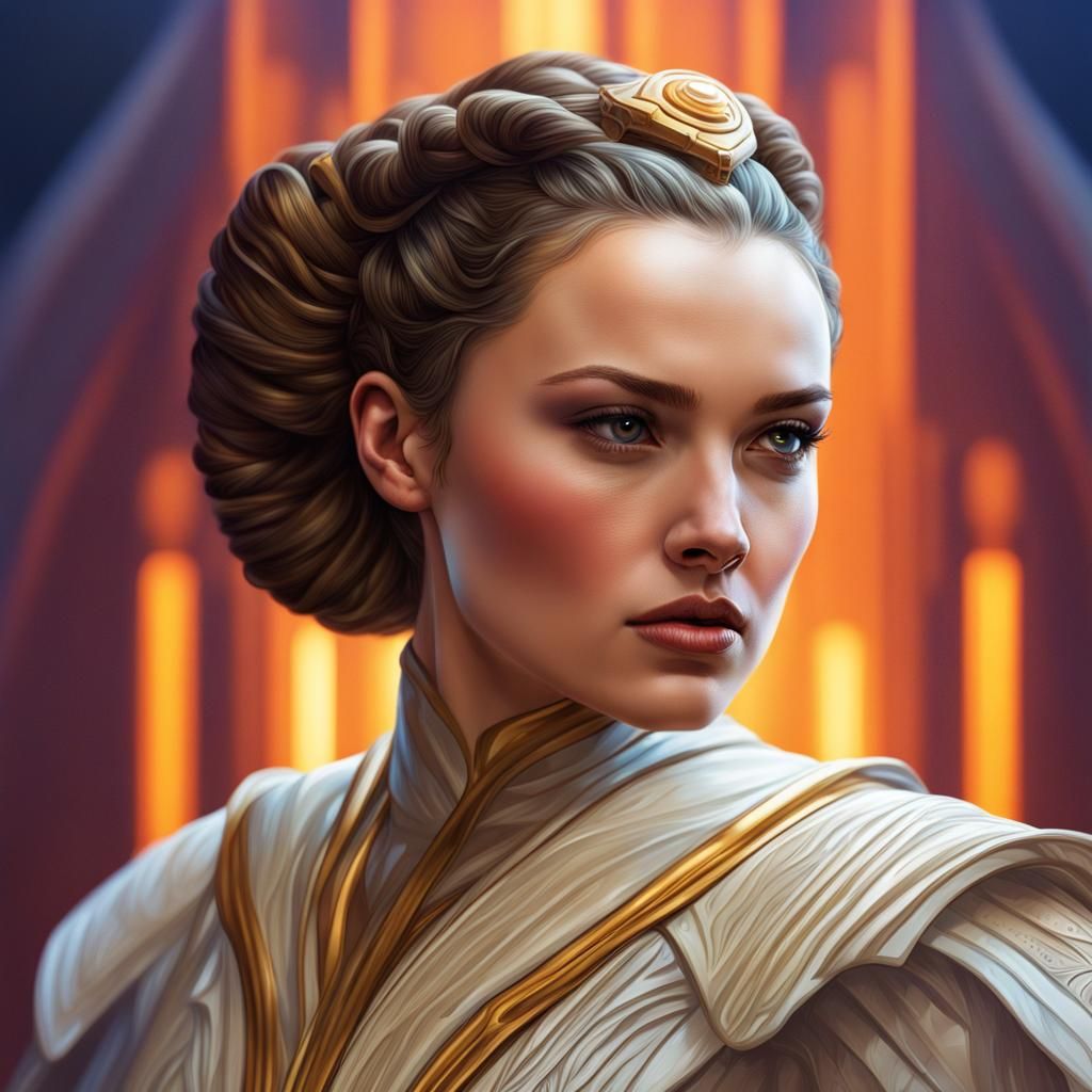Hyperrealistic Portrait of Padme Amidala with Splash Art