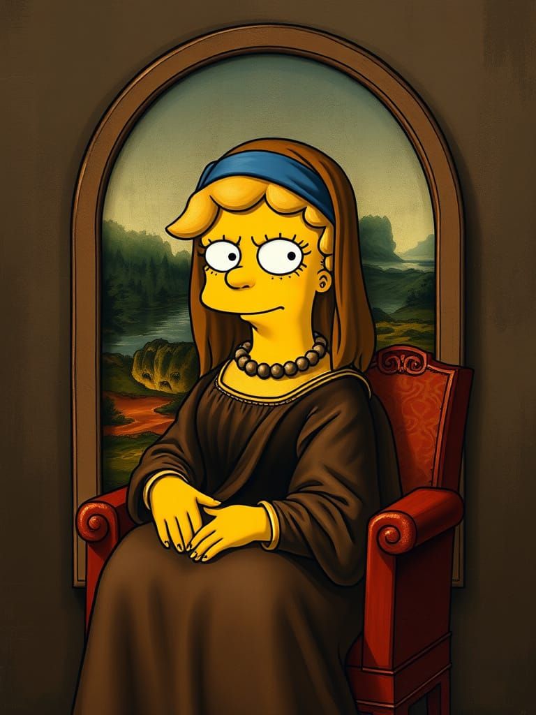 Lisa Simpson as Mona Lisa in Renaissance Style