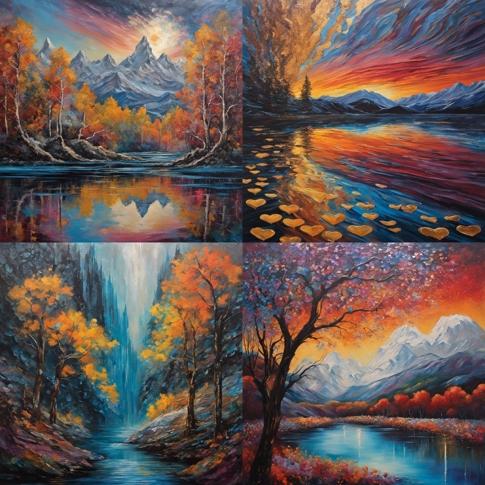 Surreal Liquid Hearts in Dreamlike Abstract Painting