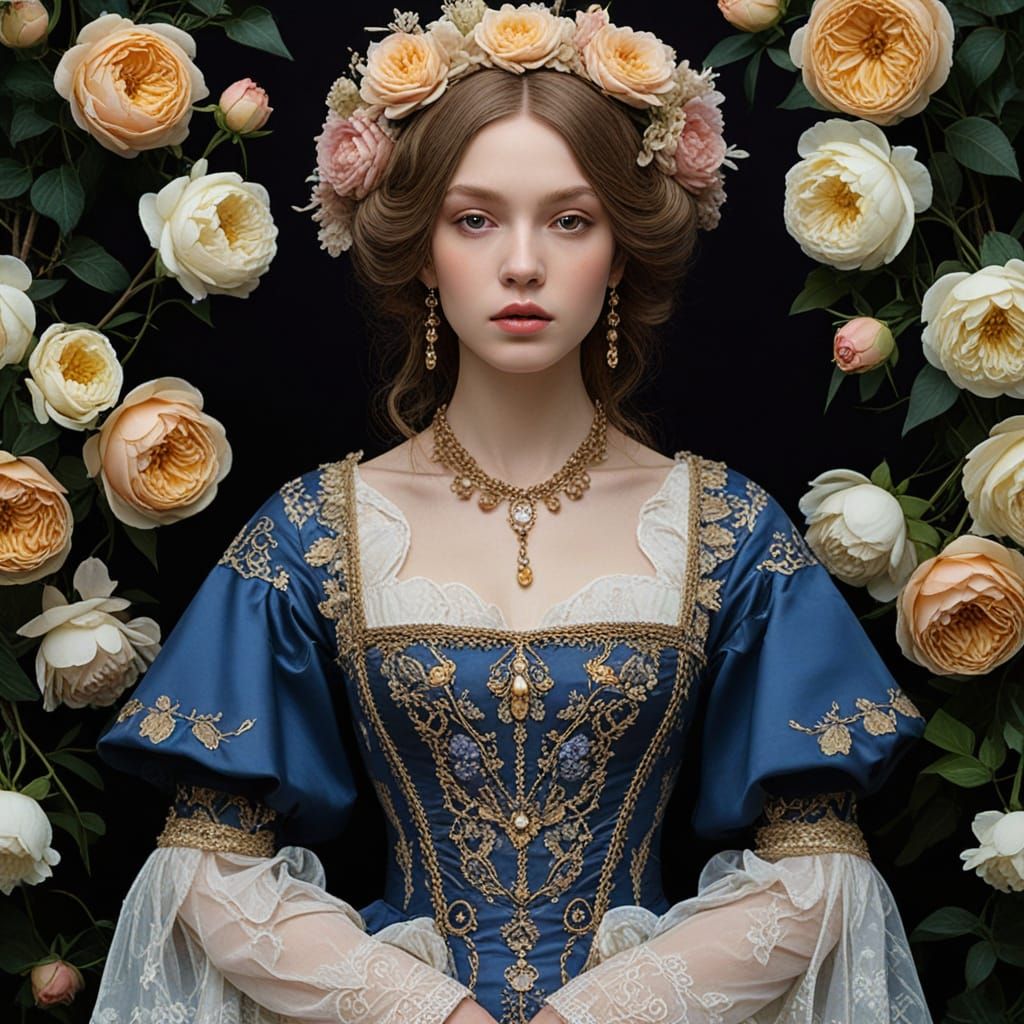 Elegant Victorian Lady in Mysterious Garden Twilight