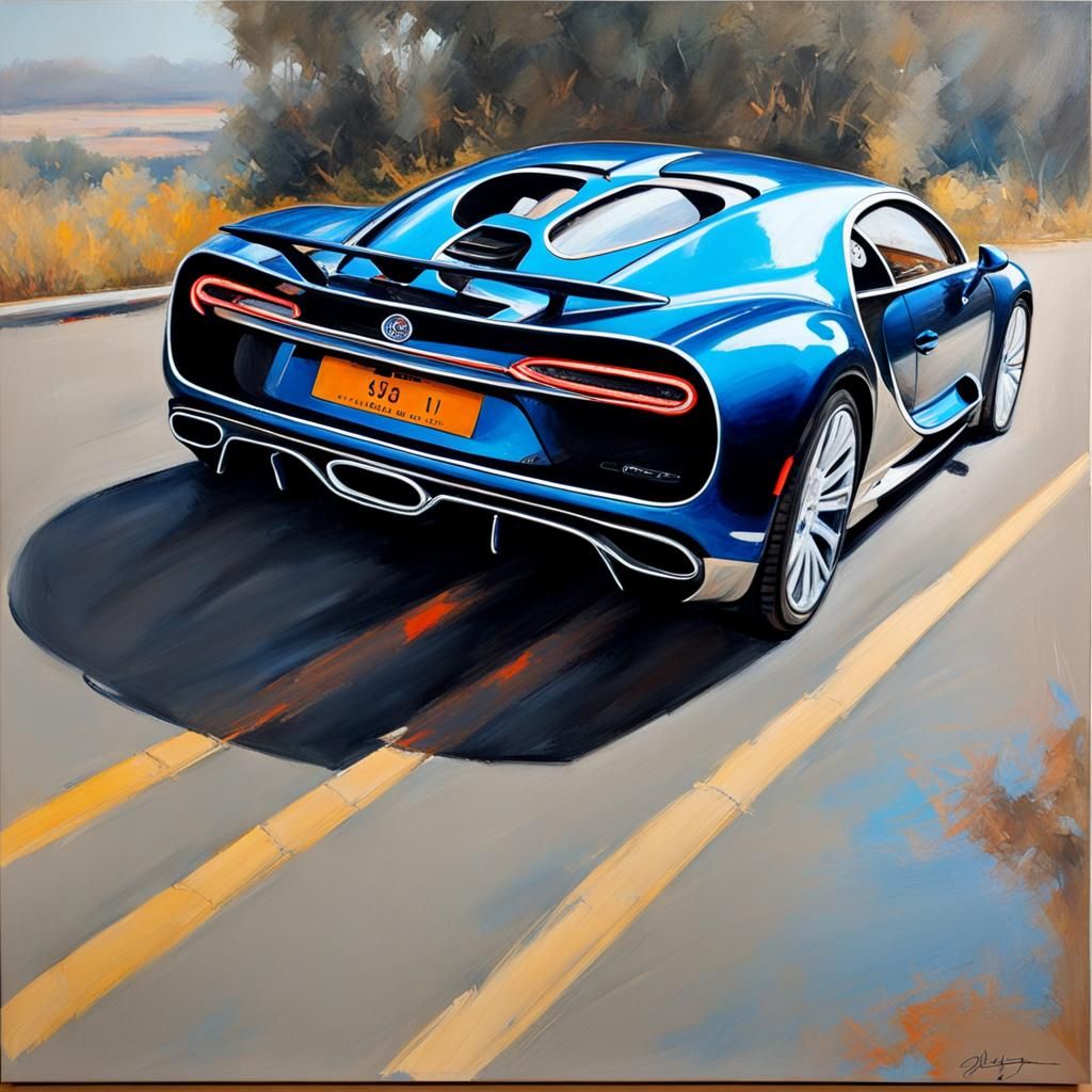 Bugatti Chiron: Oil Painting by Gurney