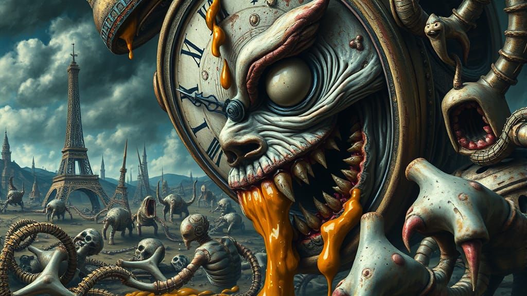 Grotesque Melting Clock Surveys Twisted Wasteland