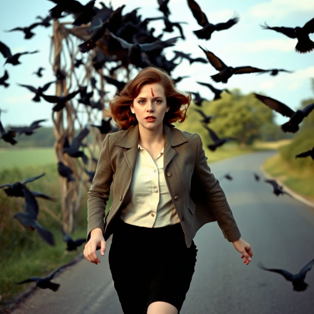 Melanie Daniels Attacked by Birds: Hitchcock Style