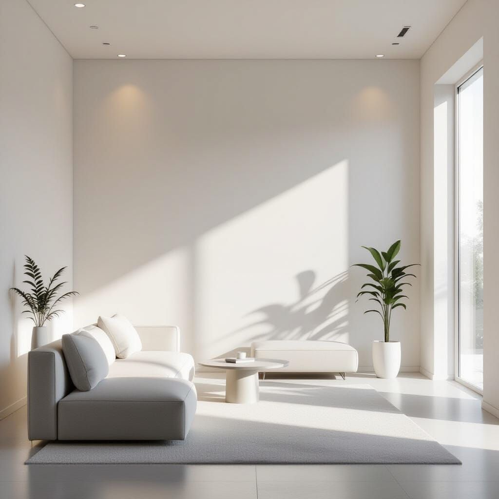 Minimalist White Interior Room with Modern Furniture