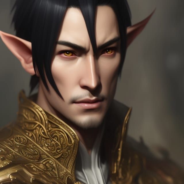 Fantasy Elf King Portrait in Detailed Style