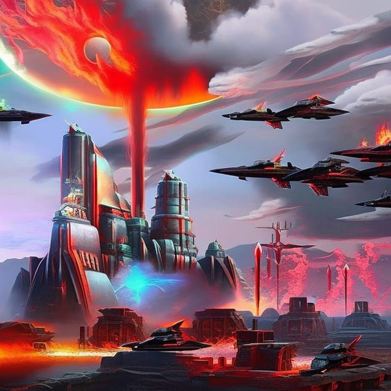 Cyberpunk Phoenix Rising from Ashes