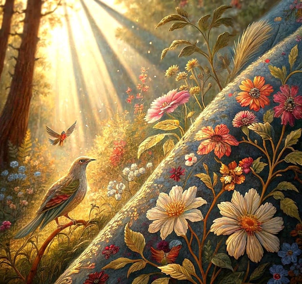 Medieval Tapestry Illuminated with Whimsical Magic