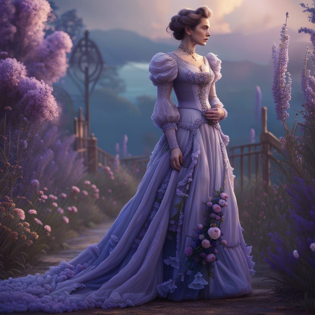 Victorian Woman in Flowy Dress, Fantasy Concept Art