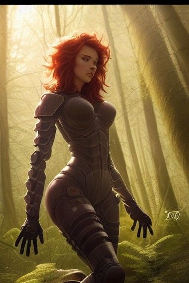 Woman in Bone Armor in Forest: Hyper-Realistic Rendering
