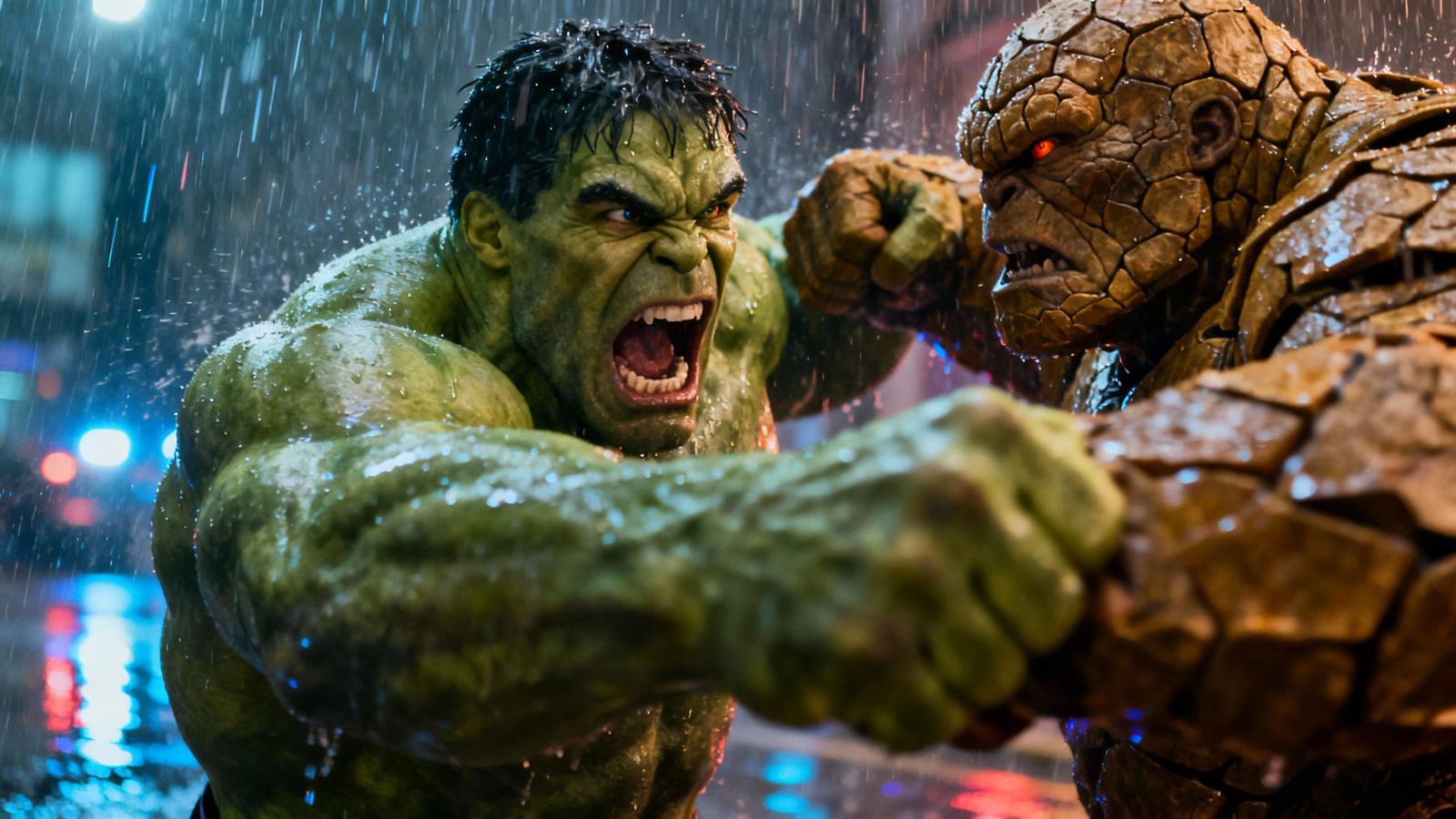 Hulk Roars in Battle Against The Thing