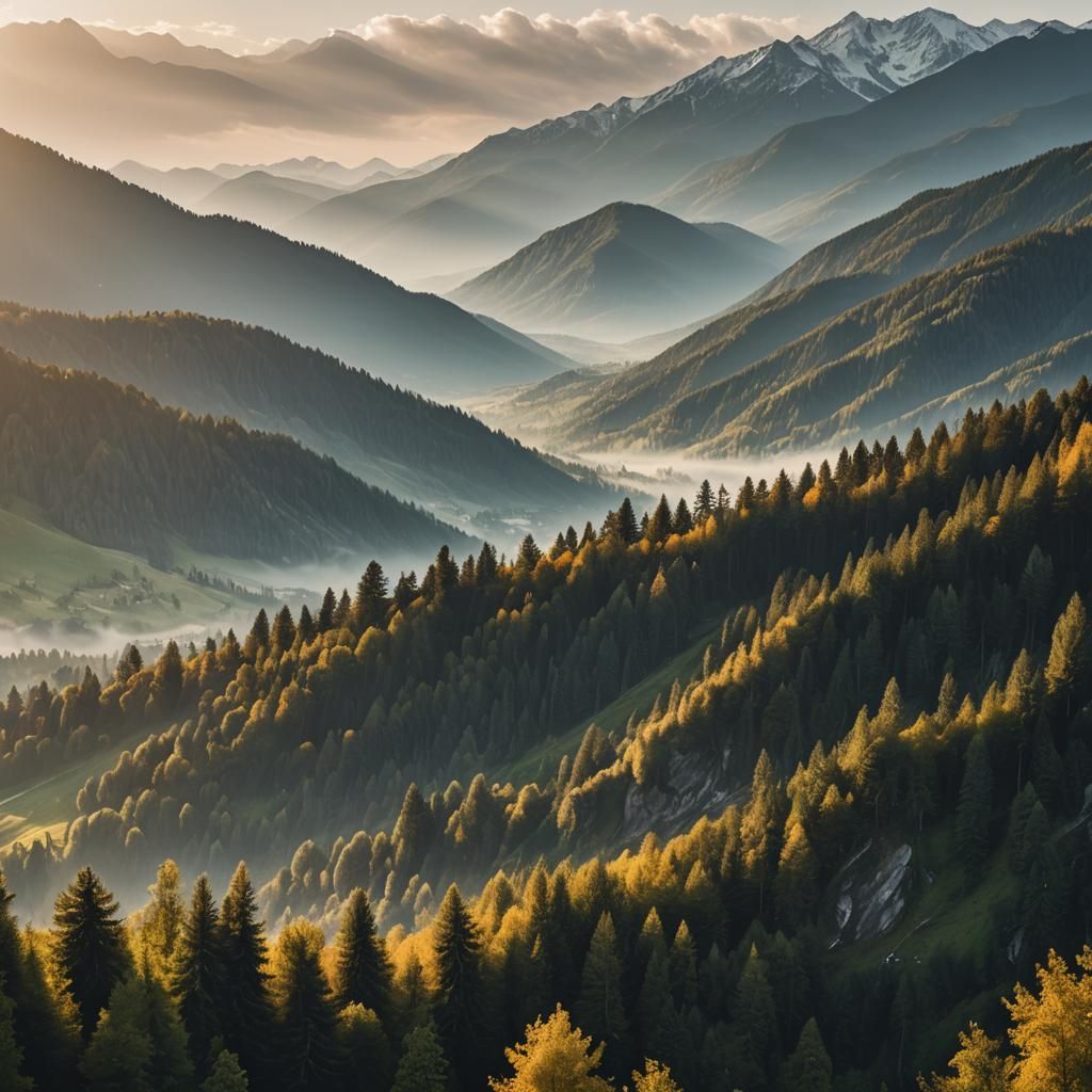 Majestic Mountain Range at Golden Hour