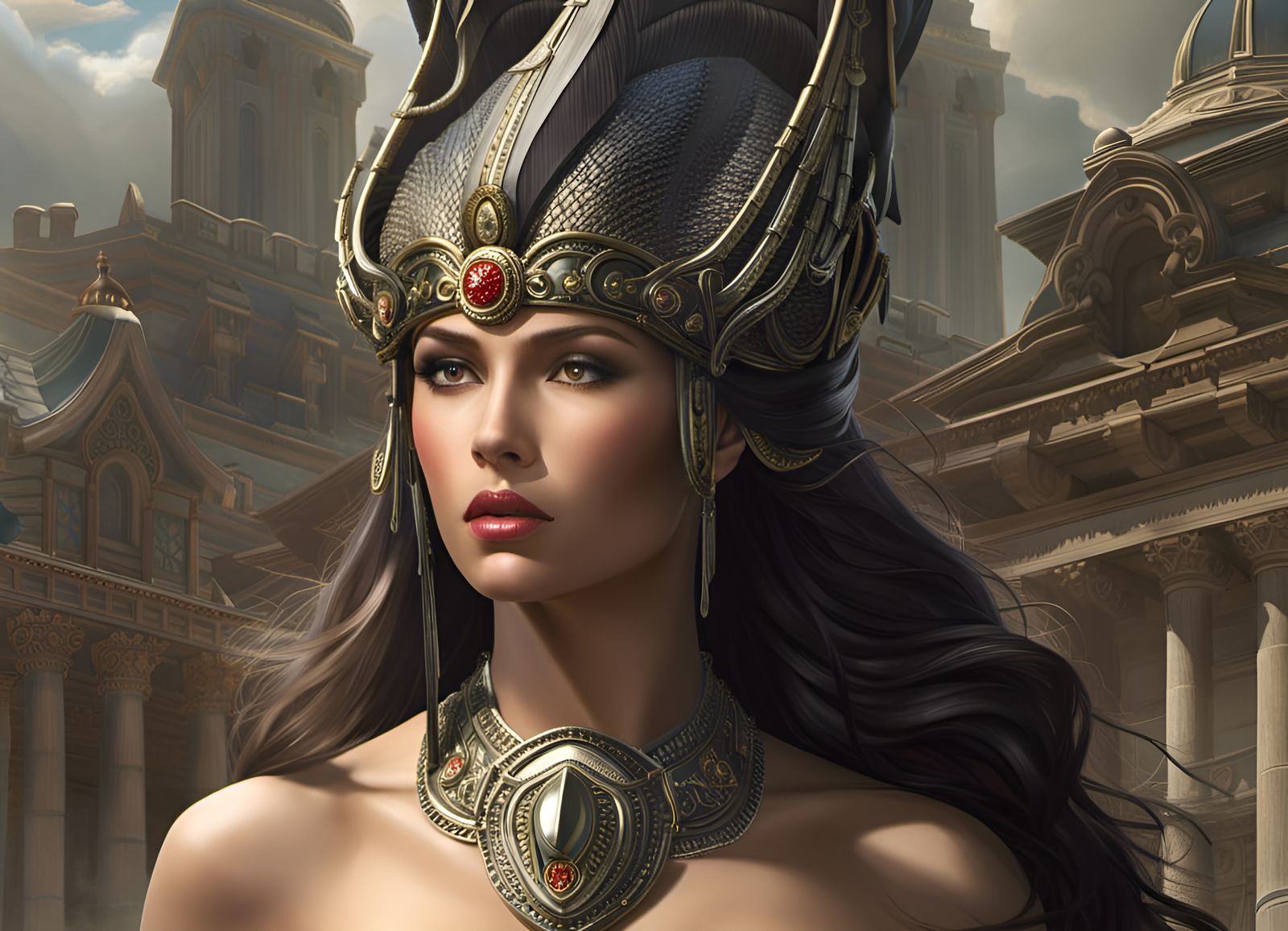 Futuristic Medusa Turns People to Stone: Cyberpunk Art