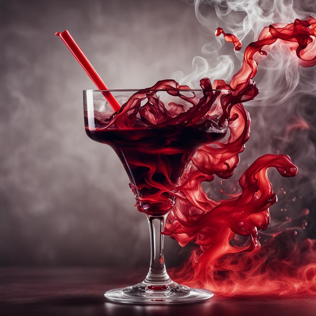 Eerie Bloody Cocktail with Smoke