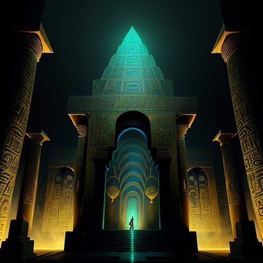 Egyptian Goddess in Mystical Temple