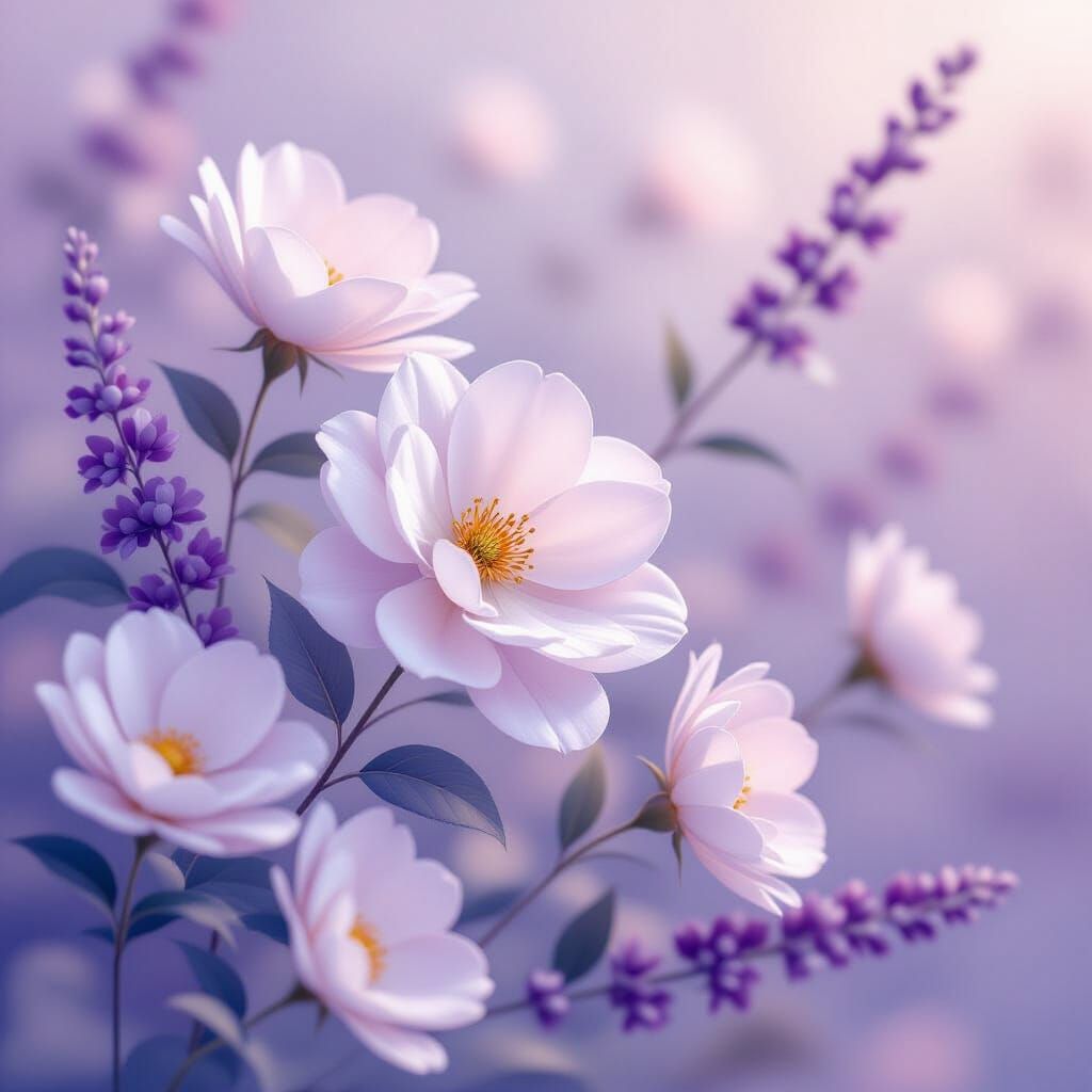 Dreamy Lavender and White Floral Background