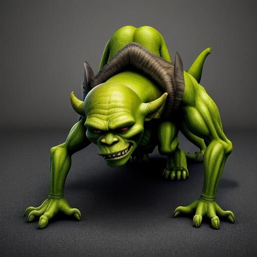 Demonic Shrek Walking Backwards on All Fours