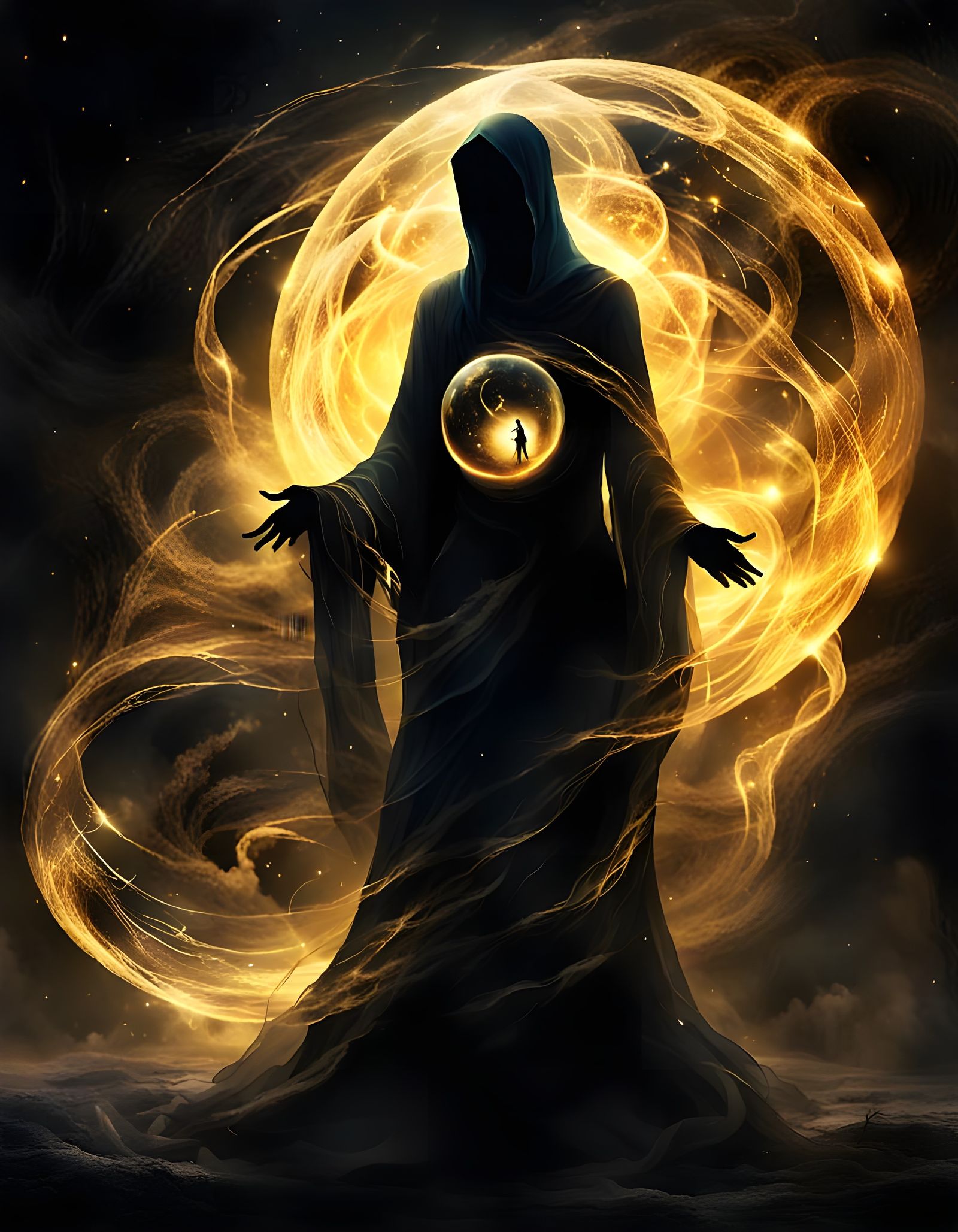 Ethereal Figure Stepping into Radiant Light