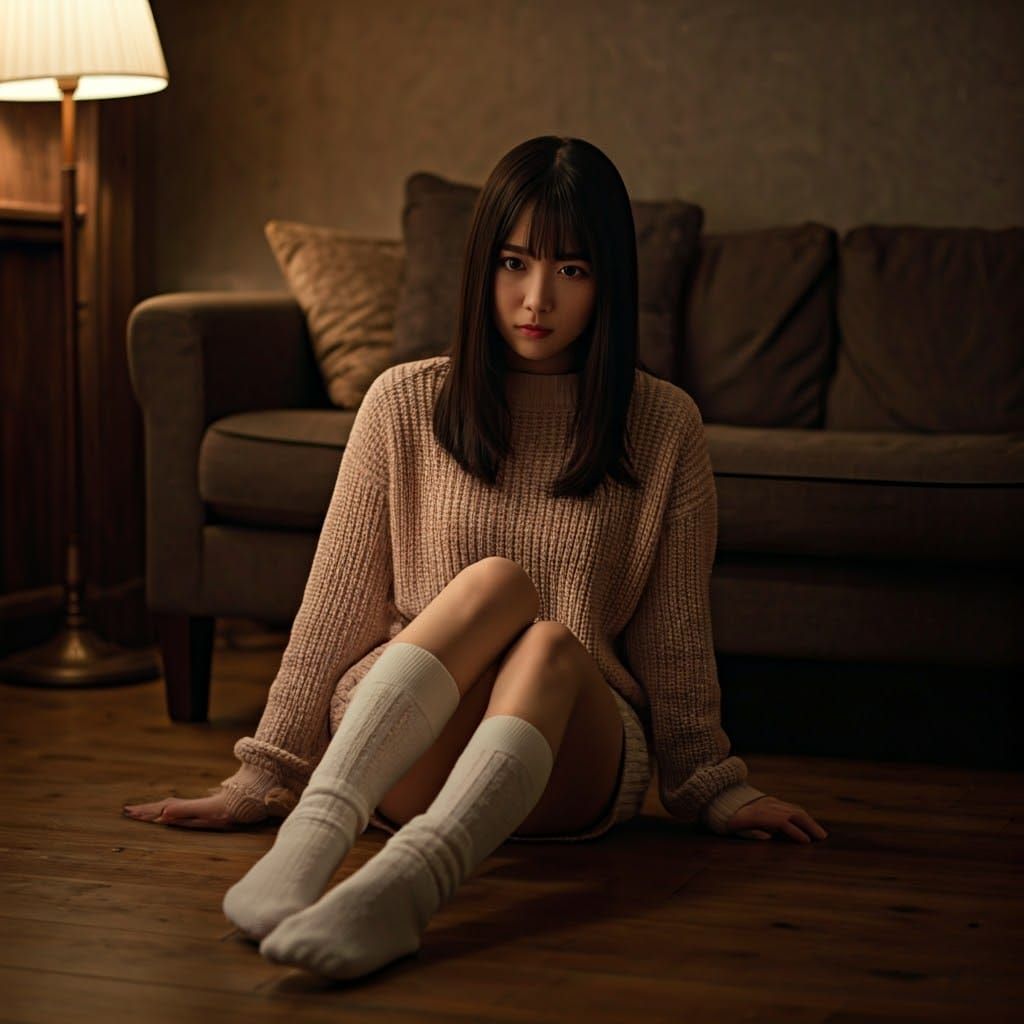 Cozy Japanese Woman in Warm Light