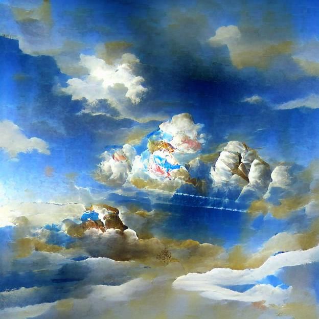 Blue Sky and Clouds in the Style of Hans Gude