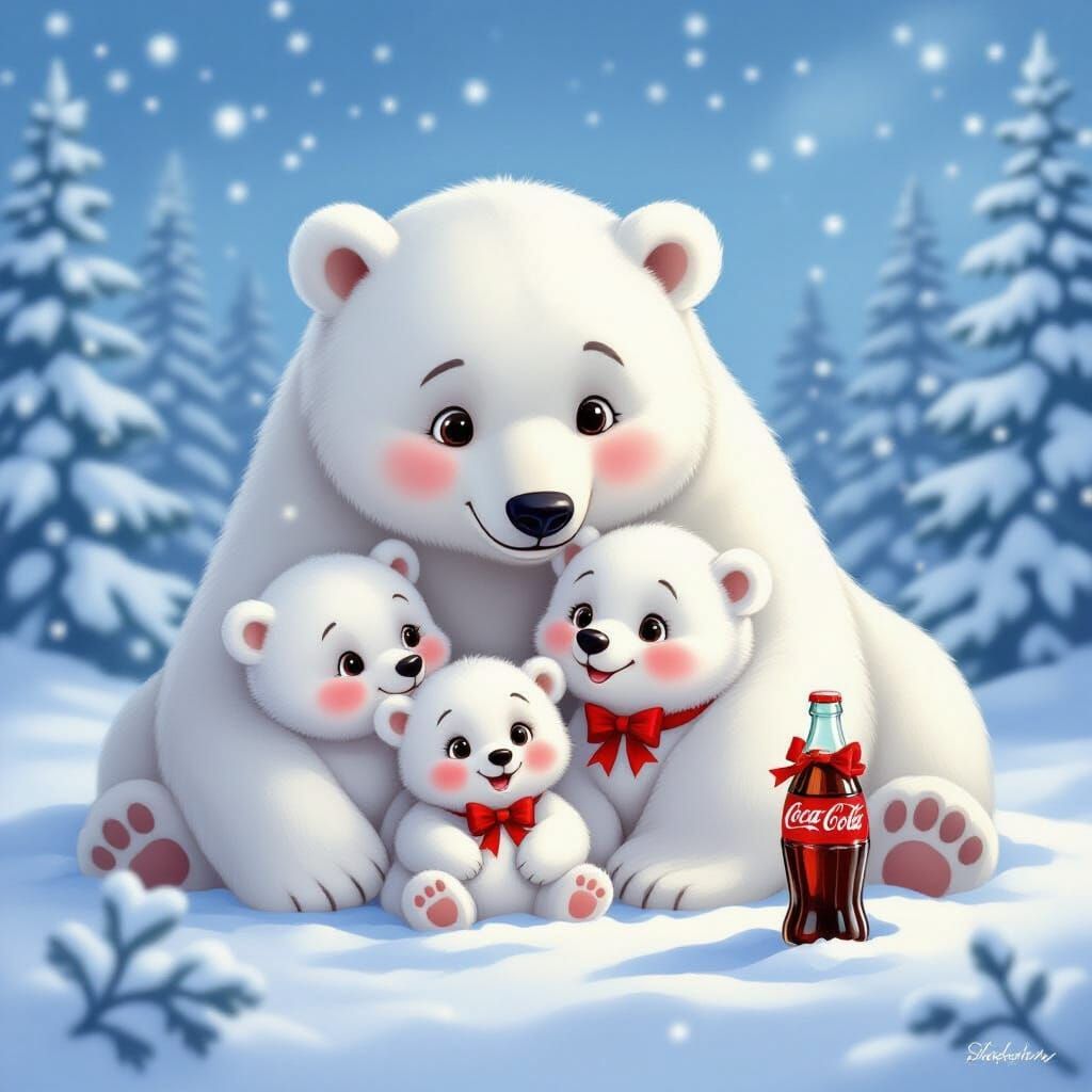 Precious Moments Polar Bear Family Christmas Scene