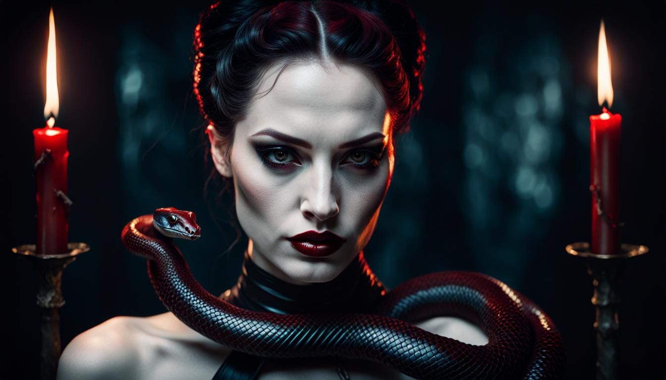 Eerie Lamia Portrait in Dark Fantasy Style