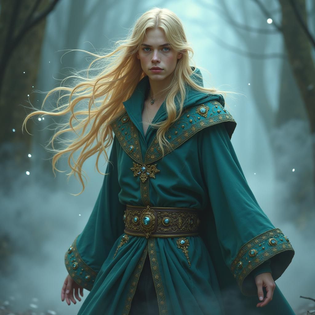 Ethereal Male Mage in Gemstone Robes