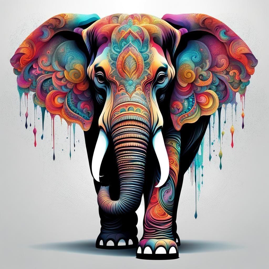 Elephant with Tattoos: Abstract Fractal Art