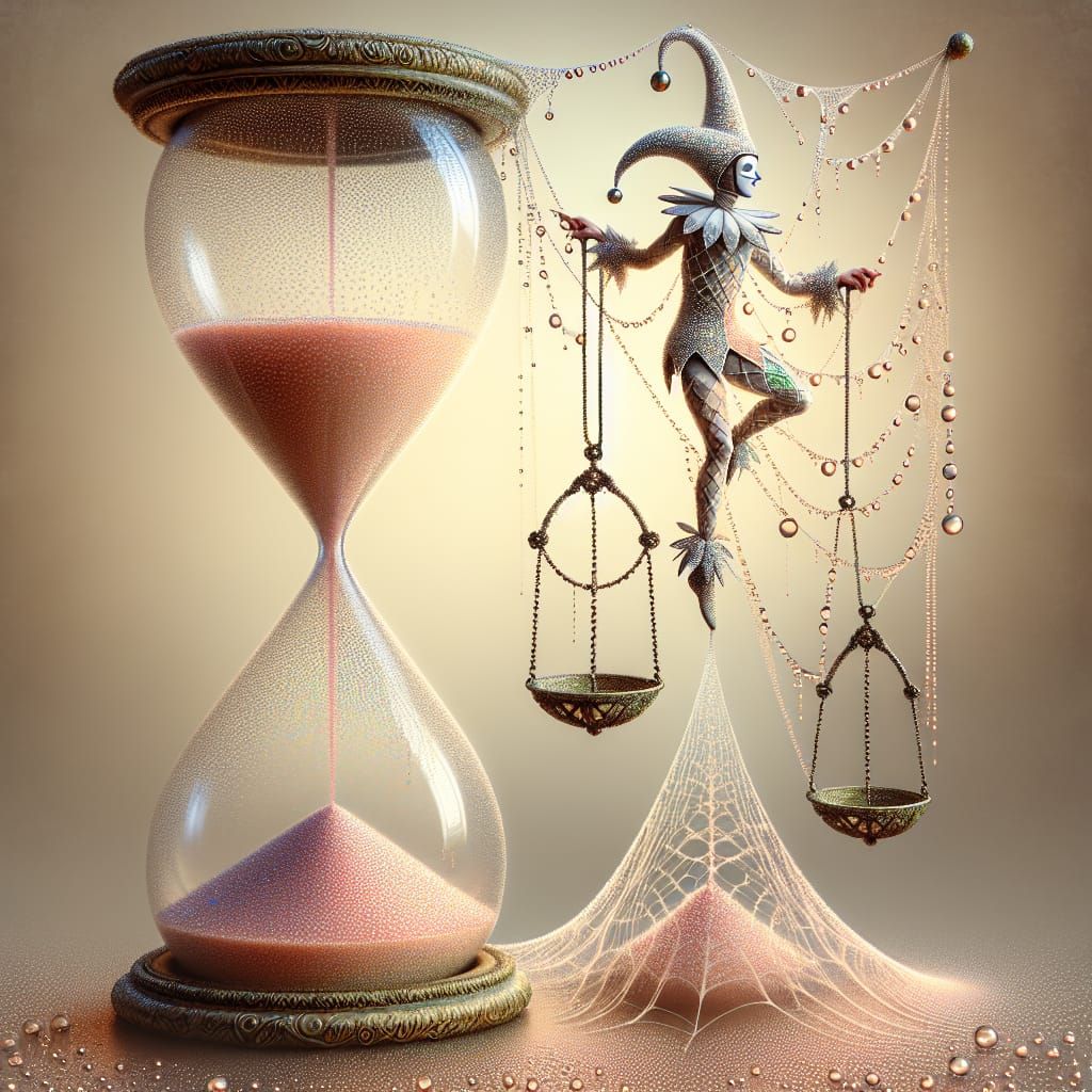 Surreal Hourglasses with Harlequin Balancing Act