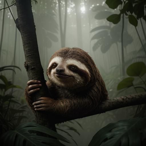 Sloth in Jungle Cinematic Film Still