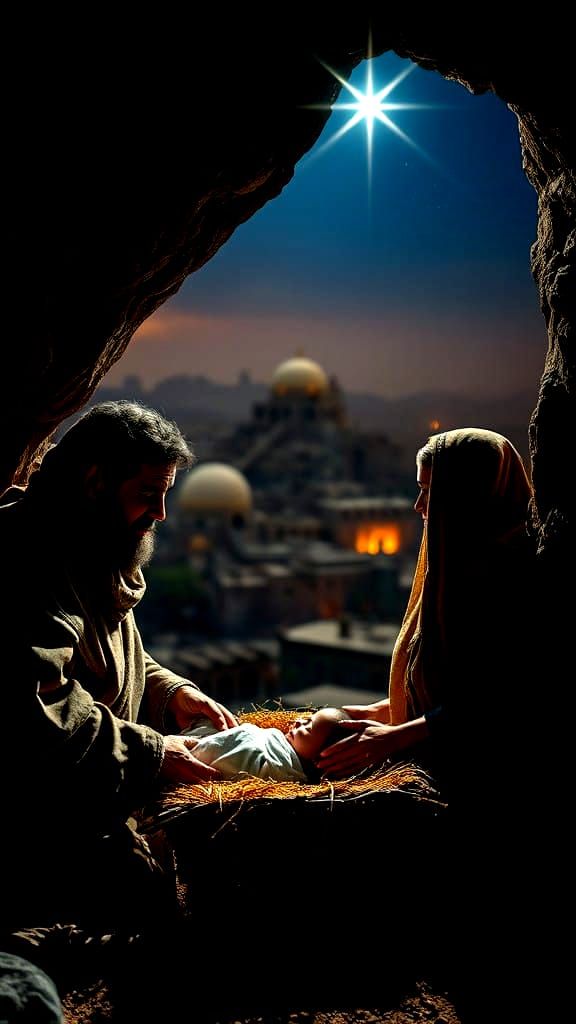 Ancient Bethlehem Scene in Chiaroscuro Photography Style