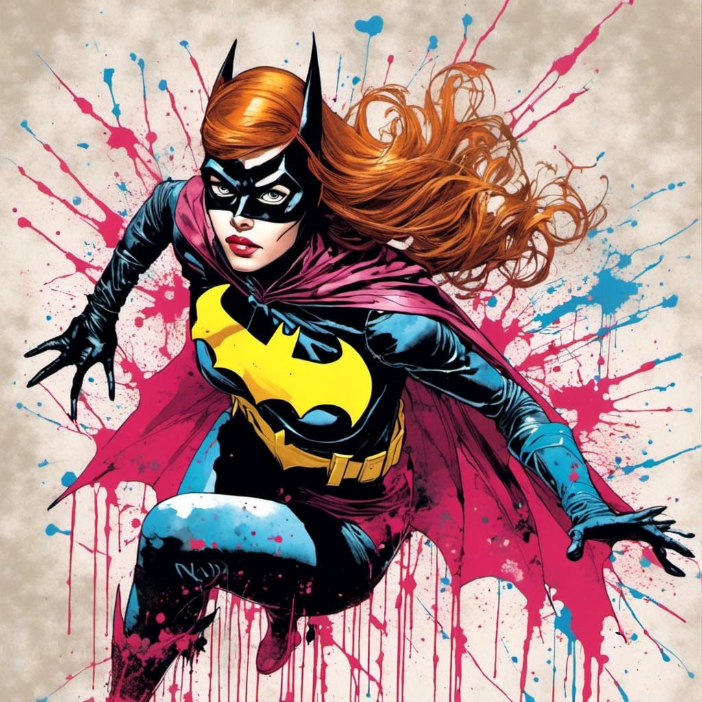 Vintage Batgirl Portrait as Splash Art