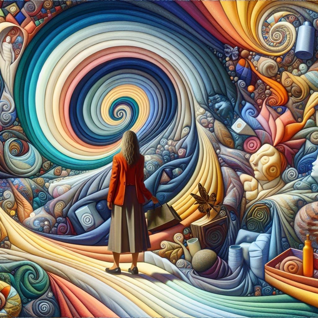 Aunty Twitcher in Three-Dimensional Spiral of Color