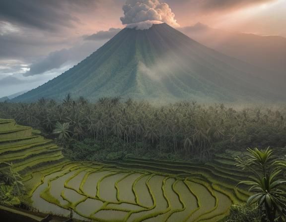 Mount Agung Volcano Panorama, Bali Indonesia